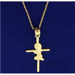 First Communion Pendant with Chain in 14k Gold