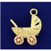 Image 1 : Baby Carriage or Stroller Charm in 14k Yellow and Rose Gold