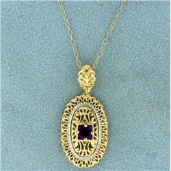 Natural Amethyst Pendant and Chain