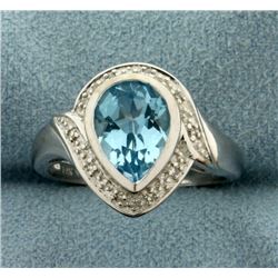 Diamond and Blue Topaz Ring