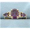 Image 1 : Natural Amethyst and Diamond Ring