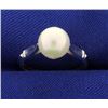 Image 1 : 14k White Gold Solitaire Pearl Ring
