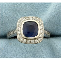 Natural Sapphire and Diamond Ring