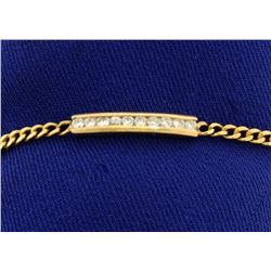 Curb Link Bracelet with Diamonds in 14k Gold