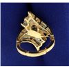 Image 5 : 1ct TW Diamond Designer Ring with Round and Baguette Diamonds in adjustable/arthritic shank