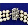 Image 3 : Antique Diamond and Akoya Pearl Triple Strand Necklace