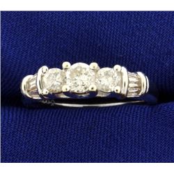 1 ct TW Round and Baguette Diamond Ring