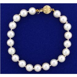 Vintage Akoya Pearl Bracelet with Gold Clasp