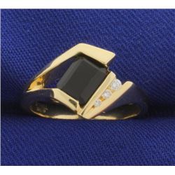 Onyx and Diamond Ring in 14k Gold