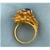 Image 3 : Custom Leaf Design Star Sapphire and Diamond Ring