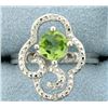 Image 1 : Large Peridot and Diamond Statement Ring