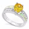 Image 1 : Pear Cut 3ct Lab Yellow Sapphire Ring with Fire Opal in Sterling Silver