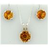 Image 1 : Citrine Sunburst Earring and Pendant SET in Sterling Silver