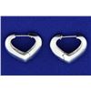Image 1 : Italian Made White Gold Heart Hoop Earrings