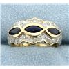 Image 1 : Natural Sapphire and Diamond 14k Yellow Gold Ring