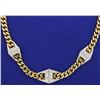 Image 2 : Italian Made 18K 15 1/2 Inch Diamond Link Necklace