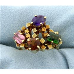 18K Multi-Color Gemstone Ring