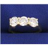 Image 1 : 1 1/2ct 3 Stone CZ Ring in 14k Gold