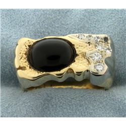 Large Cabochon Onyx and Diamond Ring