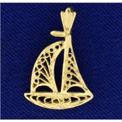 14k Gold Sailboat Pendant