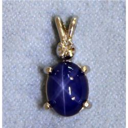 Star Sapphire and Diamond Pendant