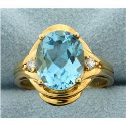 Blue Topaz and Diamond Ring