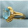 Image 2 : Blue Topaz and Diamond Ring