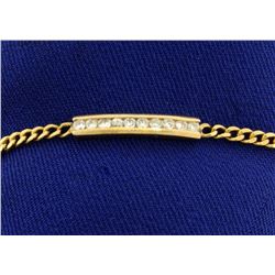 Curb Link Bracelet with Diamonds in 14k Gold