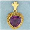 Image 1 : Large Heart Shaped Amethyst Pendant