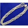 Antique Diamond and Akoya Pearl Triple Strand Necklace