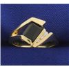 Image 1 : Onyx and Diamond Ring in 14k Gold