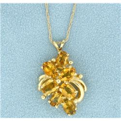 Natural Citrine Pendant with 14k Gold Chain