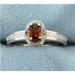 Garnet 0.5CT Ring with Diamonds in Sterling Silver