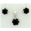 Image 1 : Midnight Sapphire Earring and Pendant SET in Sterling Silver