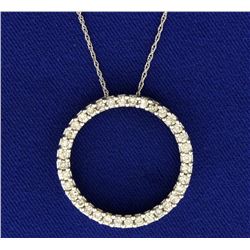 1ct TW Circle Diamond Pendant with Chain