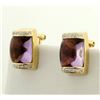 Image 2 : 18k Gold Amethyst and Diamond Earrings