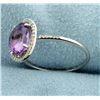 Image 2 : Diamond and Amethyst Halo Style Ring in 14k White Gold