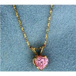 Heart Shaped Pink Topaz Pendant with 14k Gold Chain