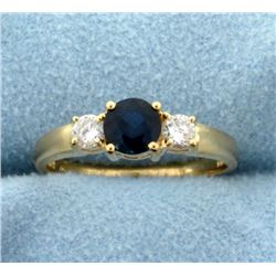 3/4ct TW Natural Sapphire and Diamond Ring