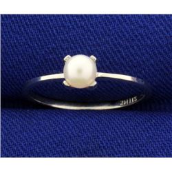 Akoya Pearl Solitaire Ring in 14k White Gold