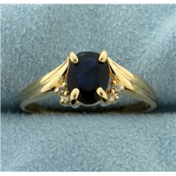 1.5ct Natural Sapphire and Diamond Ring in 14k Gold