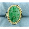 Image 1 : Vintage Jade, Seed Pearl, and Enamel Asian Ring in 14k Gold