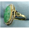 Image 2 : Vintage Jade, Seed Pearl, and Enamel Asian Ring in 14k Gold