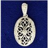Image 1 : Diamond and Filigree 14k White Gold Diamond Pendant