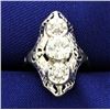 Image 1 : Vintage Over .8 ct TW Old European Diamond Filigree Ring