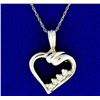 Image 1 : Diamond 14K White Gold Heart Pendant