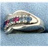 Image 2 : Ruby, Sapphire, Aquamarine, and Blue Topaz Ring in 14k White Gold