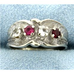 Pink Topaz, Garnet, & White Sapphire Ring