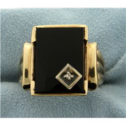 Men's Onyx and Diamond Ring