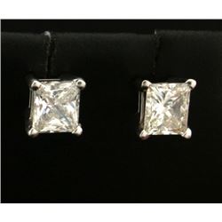 1.2ct TW Princess Cut Diamond Stud Earrings